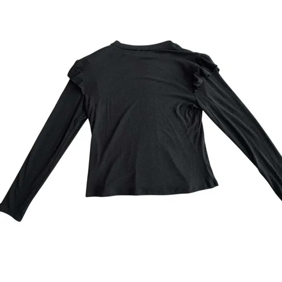Black Ruffle Sleeve Top | Women's Long Sleeve Blouse | Size XL - Picture 5 of 5